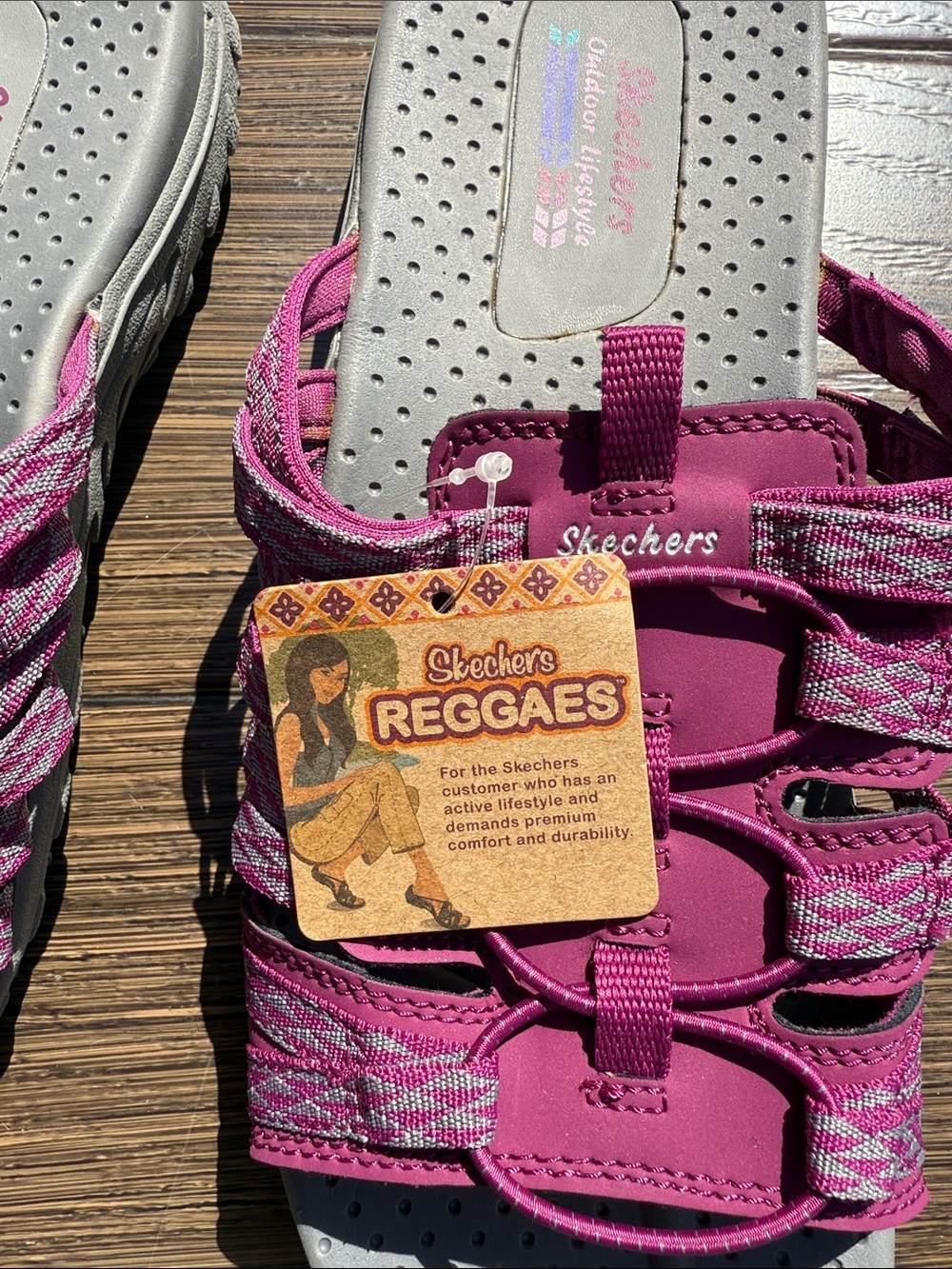 Skechers Women’s Magenta Strappy Slide Sandals - Picture 3 of 3